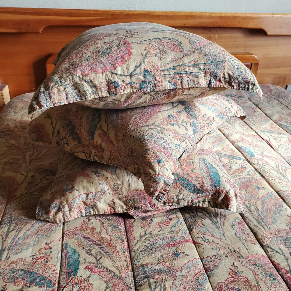 Ralph Lauren Coco Palm Leaf King sz Comforter & 3 Euro Shams *no pillows* Cotton